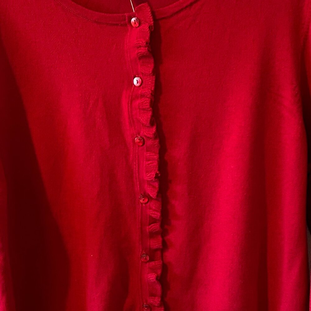Anne Taylor Loft Red Ruffled Sweater - Picture 2 of 4